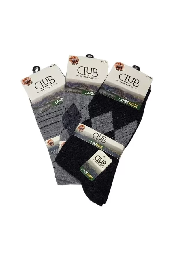 Club Lamswool Yün Erkek Kışlık Çorap 3 Adet