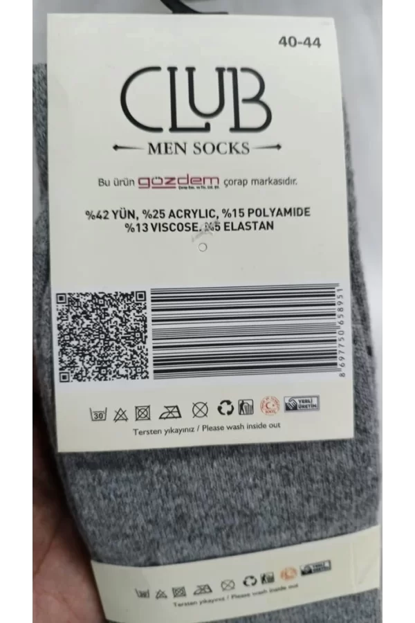 Club Lamswool Yün Erkek Kışlık Çorap 3 Adet