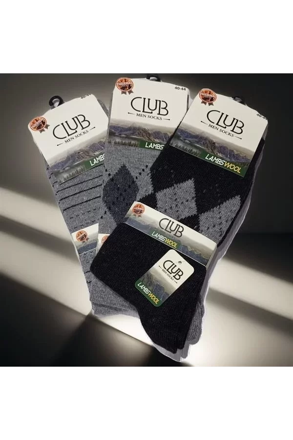 Club Lamswool Yün Erkek Kışlık Çorap 3 Adet