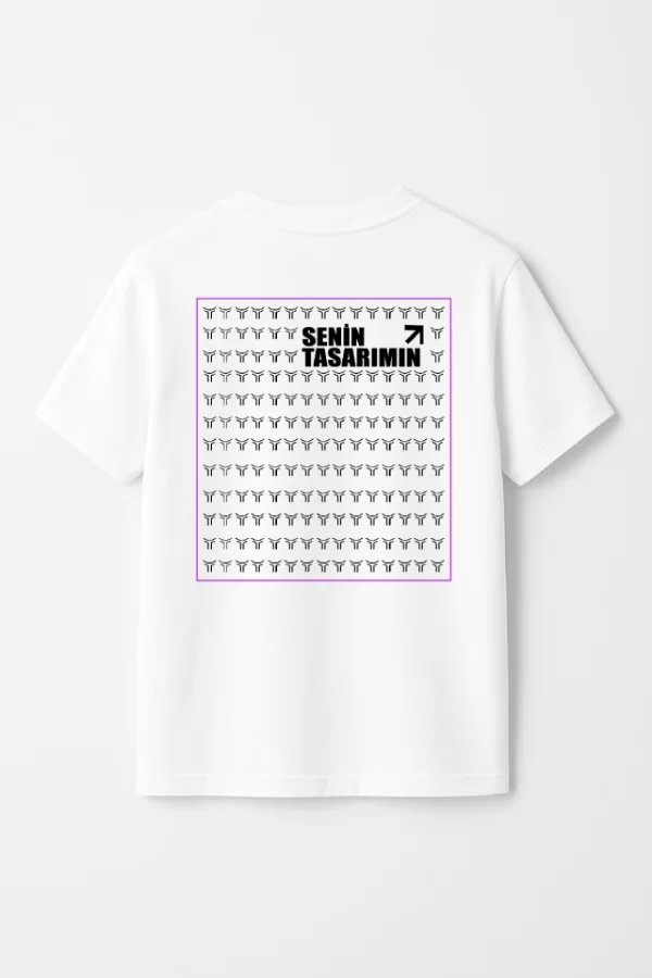 Çocuk Arka Sizin Tasarımınız Basic Tshirt - Beyaz