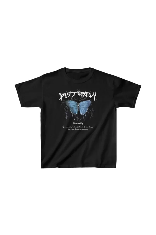 Luz&Pos Çocuk Kız Baskılı T-shirt - Siyah