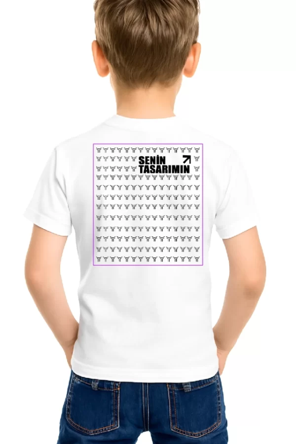 Çocuk Ön Arka Sizin Tasarımınız Basic Tshirt - Beyaz