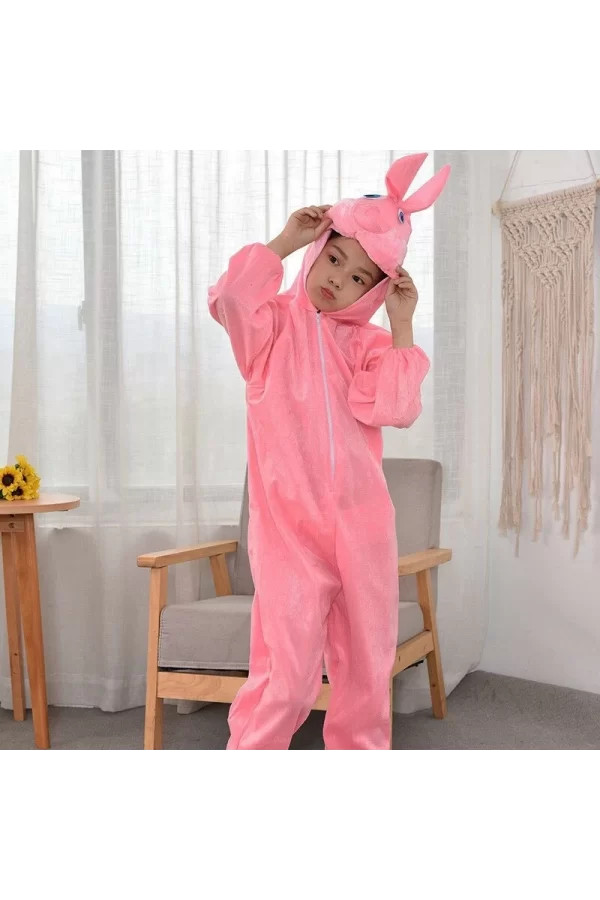 Çocuk Tavşan Kostümü Pembe Renk 2-3 Yaş 80 Cm