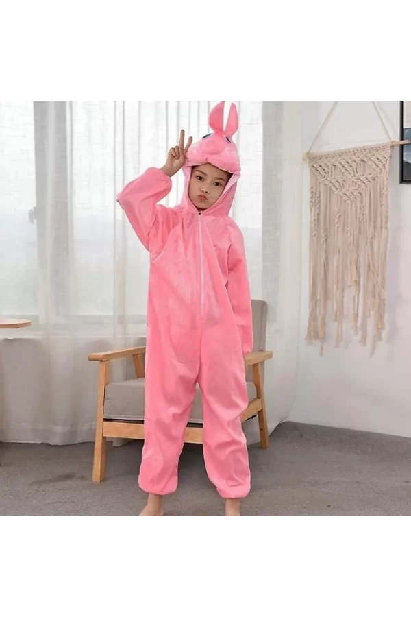 Çocuk Tavşan Kostümü Pembe Renk 4-5 Yaş 100 Cm
