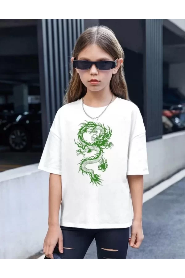 Luz&Pos Çocuk Unisex Baskılı T-shirt - Beyaz