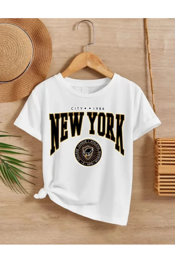 Luz&Pos Çocuk Unisex Baskılı T-shirt - Beyaz