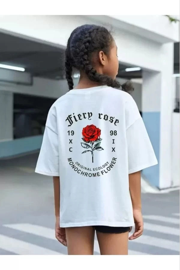 Luz&Pos Çocuk Unisex Baskılı T-shirt - Beyaz