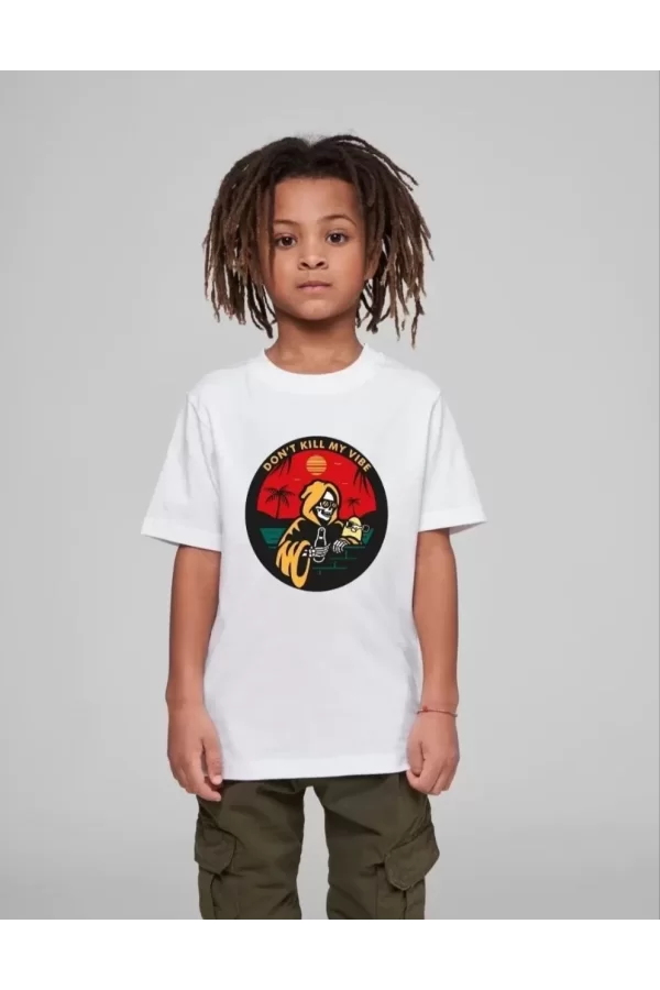 Luz&Pos Çocuk Unisex Baskılı T-shirt - Beyaz
