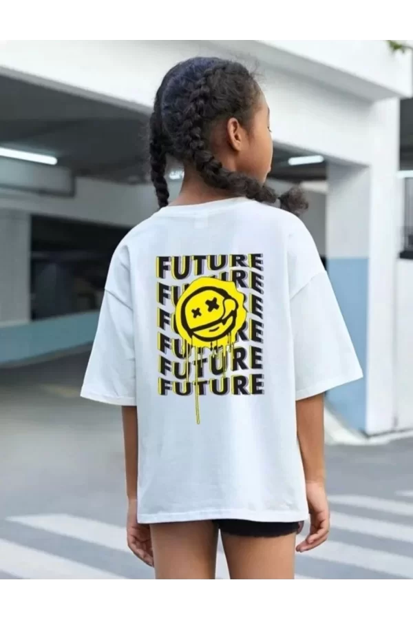Luz&Pos Çocuk Unisex Baskılı T-shirt - Beyaz