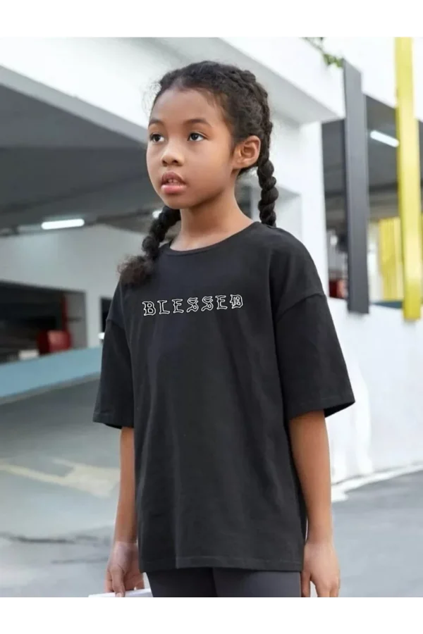 Luz&Pos Çocuk Unisex Baskılı T-shirt - Siyah