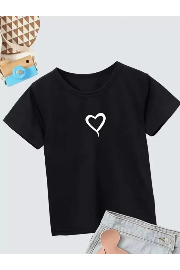 Luz&Pos Çocuk Unisex Baskılı T-shirt - Siyah
