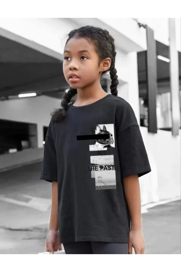 Luz&Pos Çocuk Unisex Baskılı T-shirt - Siyah