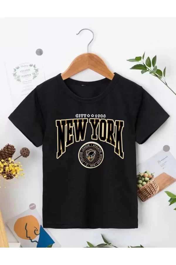 Luz&Pos Çocuk Unisex Baskılı T-shirt - Siyah