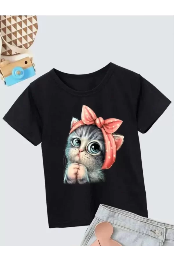 Luz&Pos Çocuk Unisex Baskılı T-shirt - Siyah