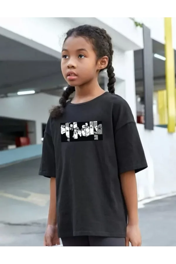 Luz&Pos Çocuk Unisex Baskılı T-shirt - Siyah