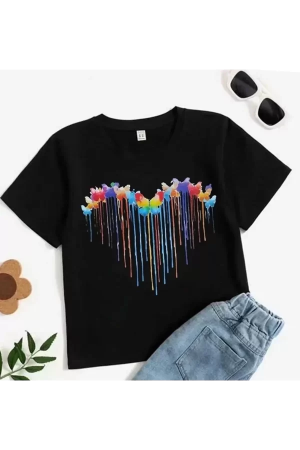 Luz&Pos Çocuk Unisex Baskılı T-shirt - Siyah