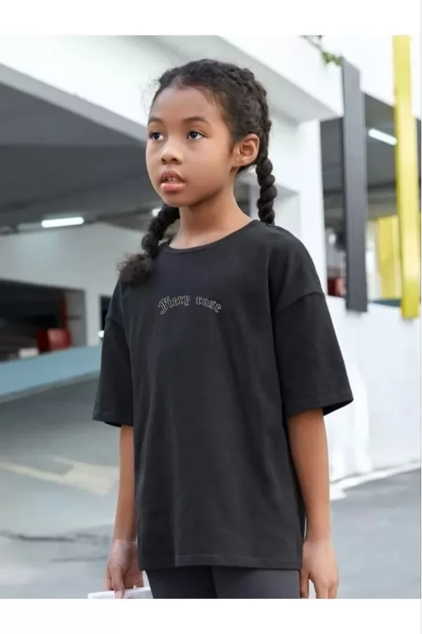 Luz&Pos Çocuk Unisex Baskılı T-shirt - Siyah