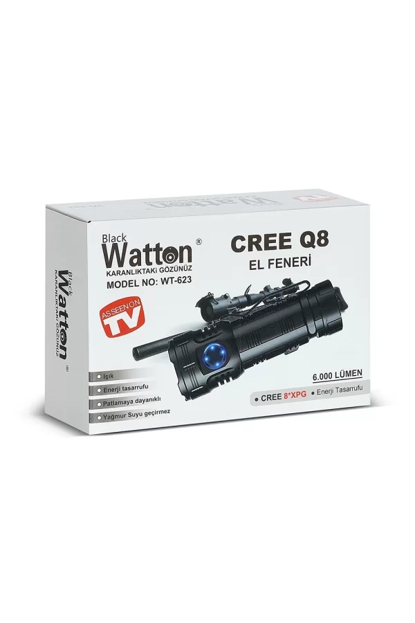 Cree Q8- Xpg 8+1 Led  Şarjlı El Feneri  Wt-623