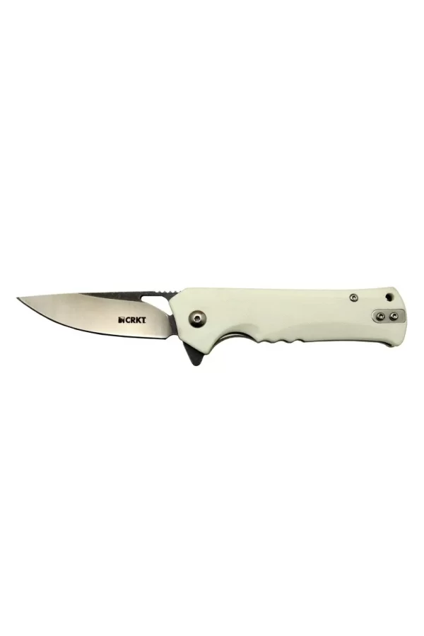 Crkt Muskie 202 Awy Beyaz Kamp / Outdoor Çakı 18cm - Yarı Otomatik, Kemerlikli, Kutulu
