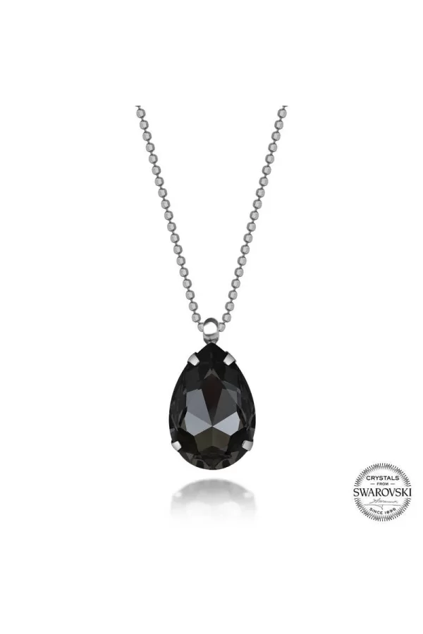 Luz&Pos Crystal Taşlı Top Zincir Damla Gümüş Kadın Kolye