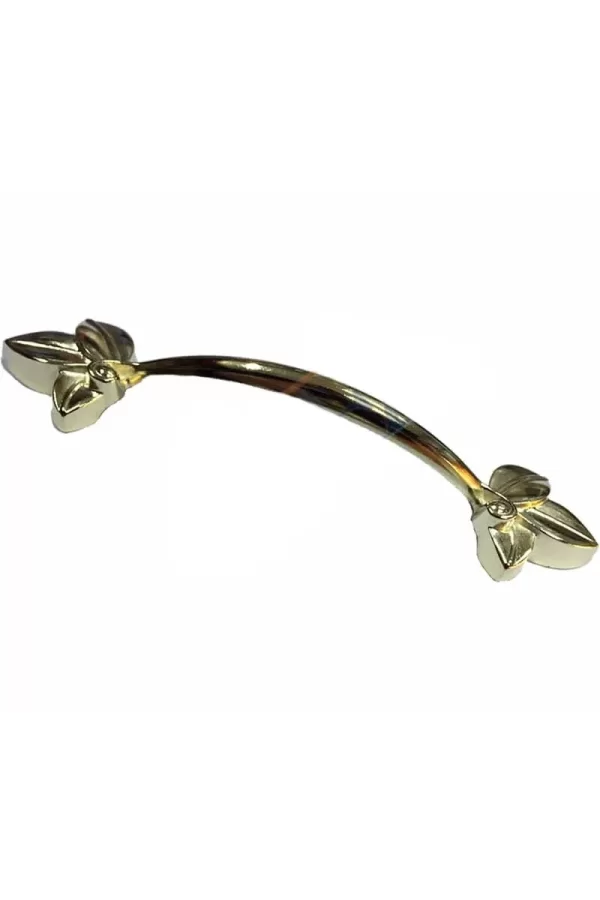 Dekoratif Zamak Yaprak Kulp - 96mm, Sarı, 100 Adet