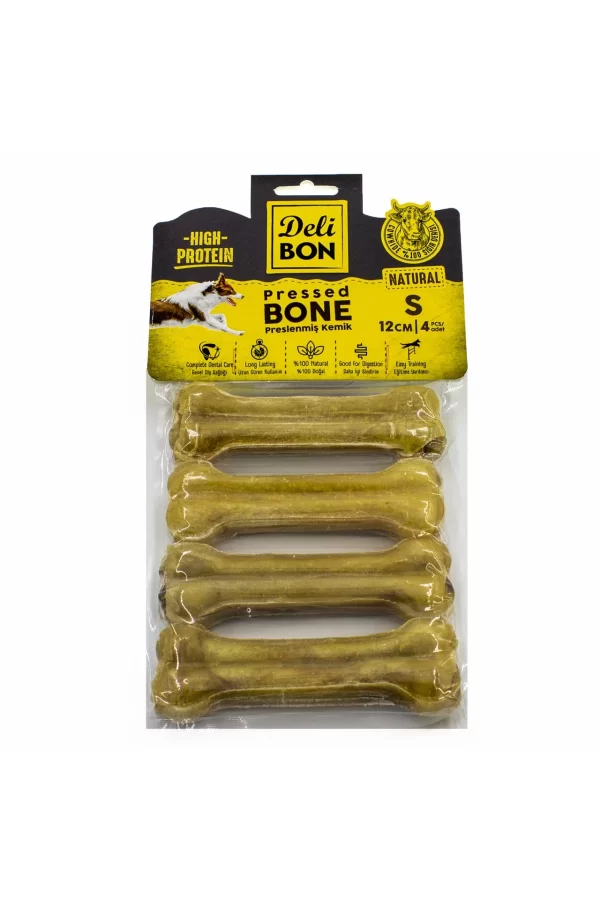 Delibon Deri Köpek Çiğneti Pres Kemik 4x12cm Natural