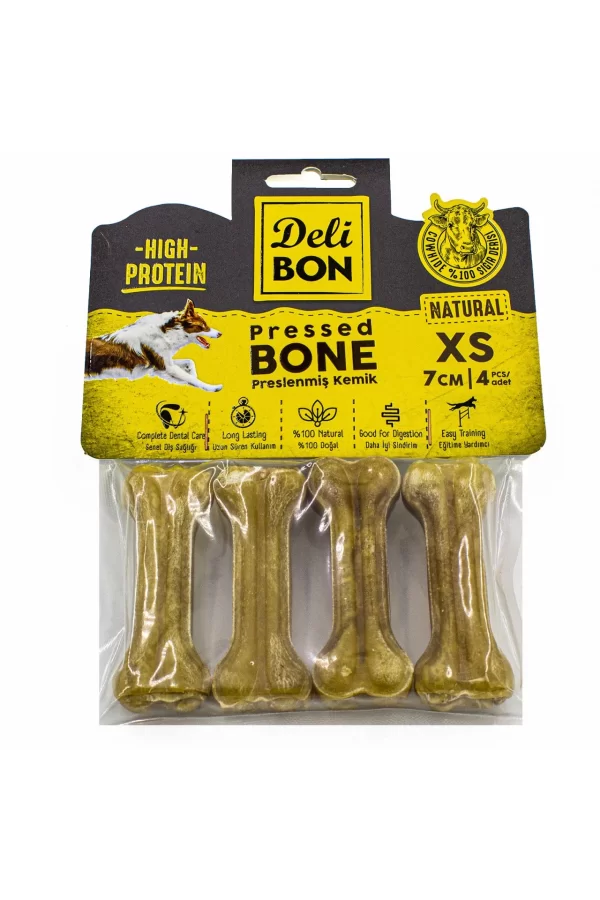 Delibon Deri Köpek Çiğneti Pres Kemik 4x7cm Natural