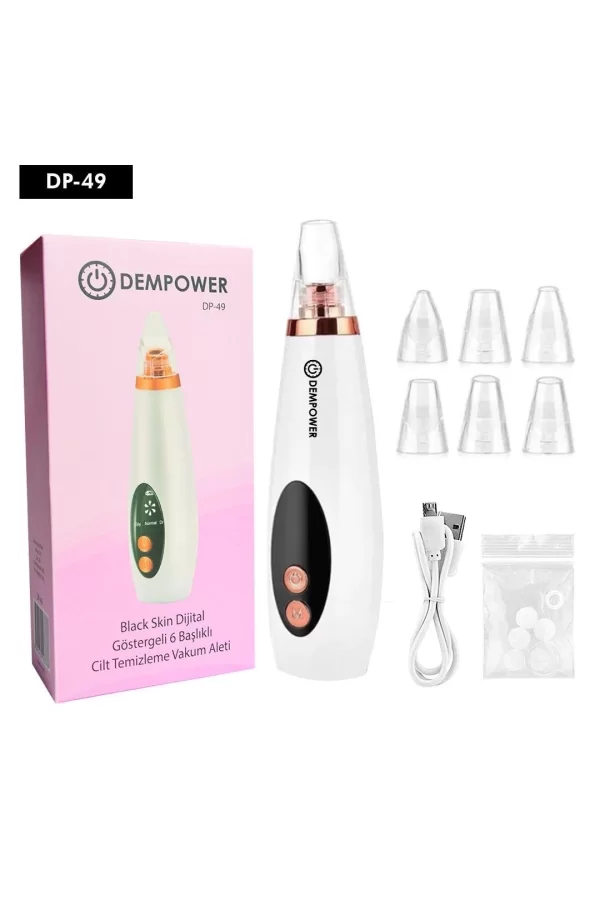 Dempower Black Skin Dijital Göstergeli 6 Başlıklı Cilt Temizleme Vakum Aleti