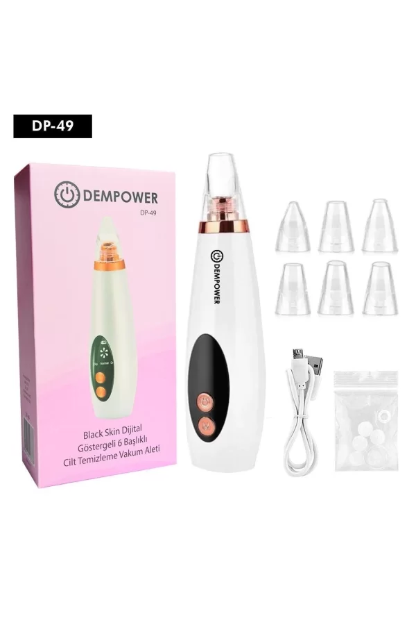 Dempower Black Skin Dijital Göstergeli 6 Başlıklı Cilt Temizleme Vakum Aleti