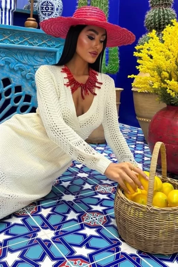 Derin Yaka Triko Elbise 2856
