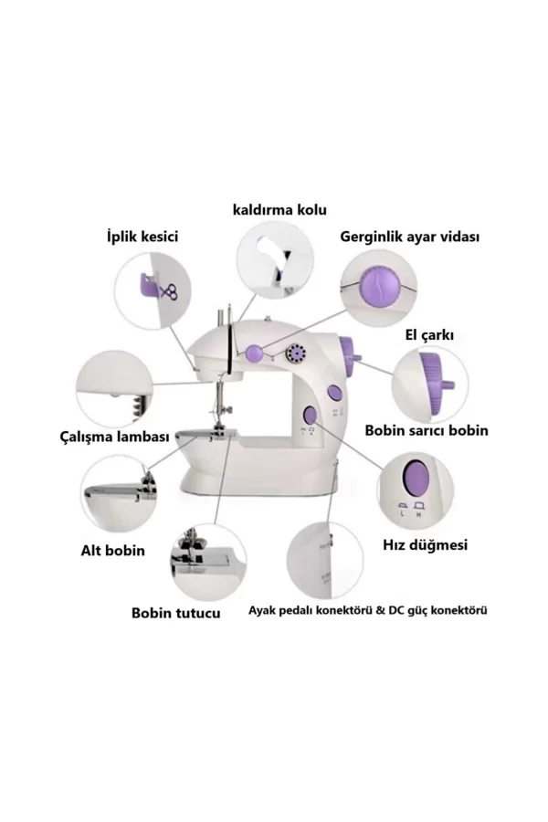 Dikiş Makinesi Mini Pedallı Elektrikli