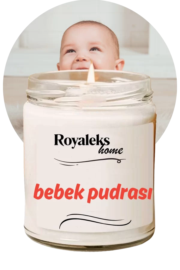 Doğal Özel Seri Kokulu Dekoratif Kavanoz Mum 210 cc - Bebek Pudrası - RYL