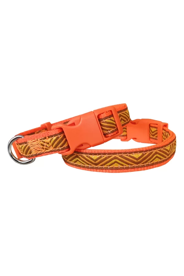 Doggie Dalga Desenli Dokuma Köpek Boyun Tasması 1,5 cm x 27-40 cm Turuncu