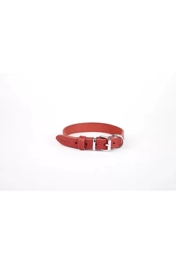 Doggie Deri El Yapımı Köpek Boyun Tasması 2x30-35 cm Kırmızı