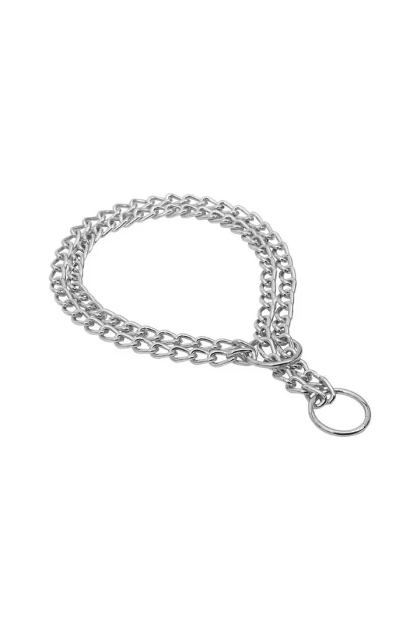 Doggie Eğitim Serisi Çift Sıra Boğma Zincirli Köpek Boyun Tasması - 2,5x45-55cm Chrome