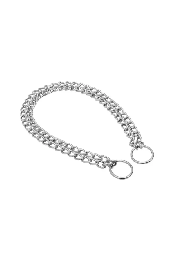 Doggie Eğitim Serisi Çift Sıra Boğma Zincirli Köpek Boyun Tasması - 2,5x45-55cm Chrome