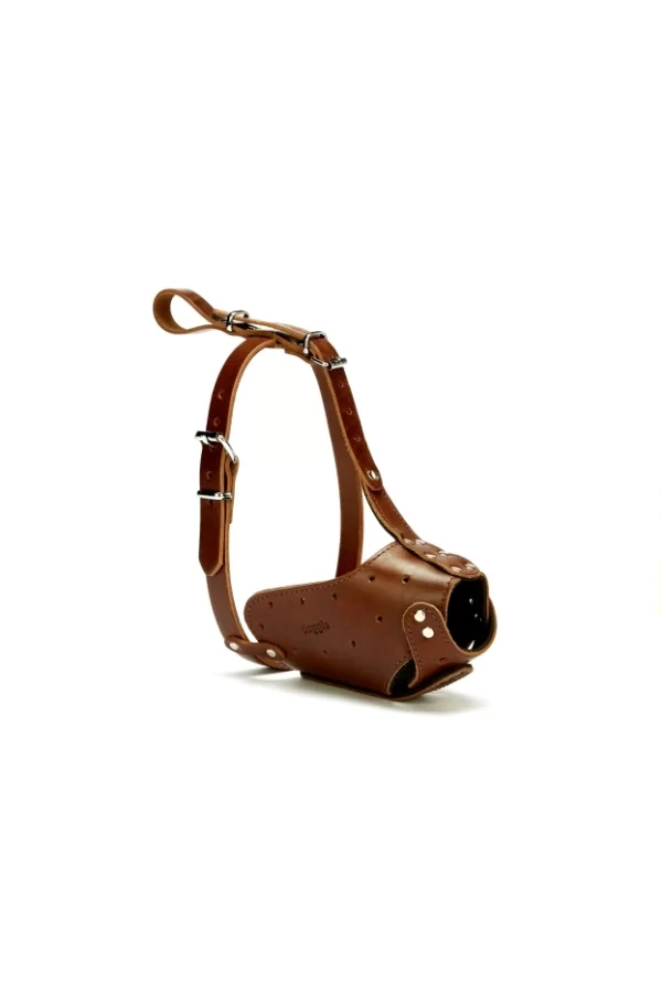 Doggie Eğitim Serisi Deri El Yapımı Uzun Burunlu Köpek Ağızlığı 2x55 cm Kahverengi