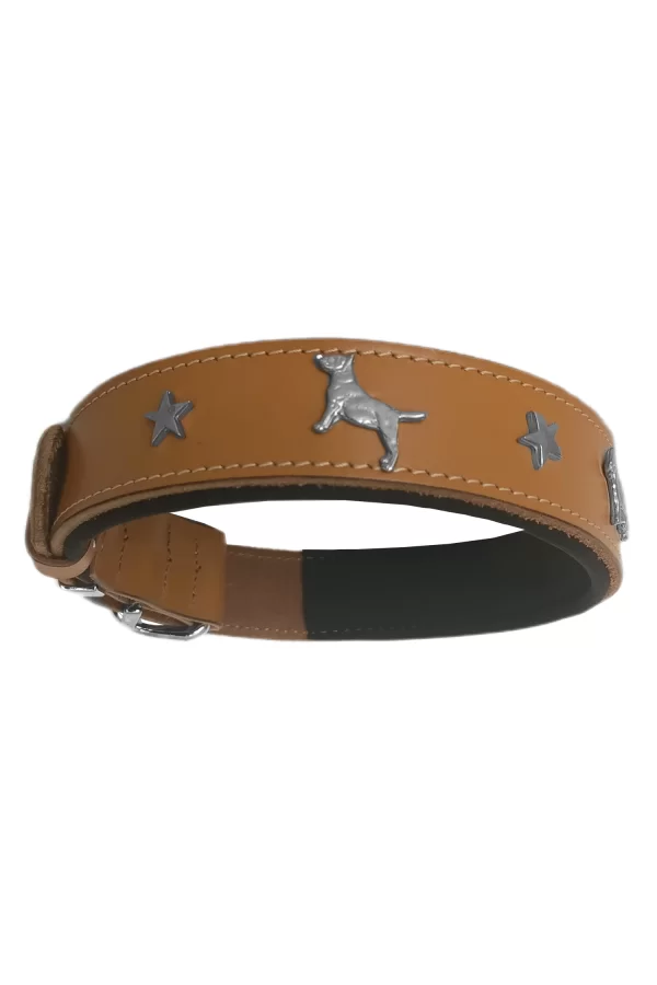 Doggie Konfor Deri Köpek Figürlü Köpek Boyun Tasması 56-64 cm XL Kamel