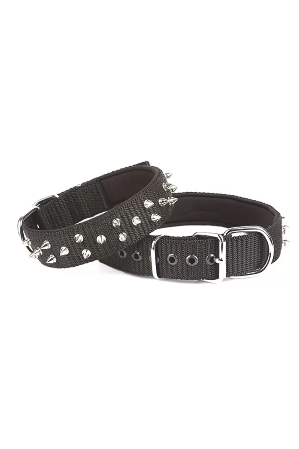 Doggie Konfor El Yapımı Çivili Köpek Boyun Tasması 4x52-60cm Siyah