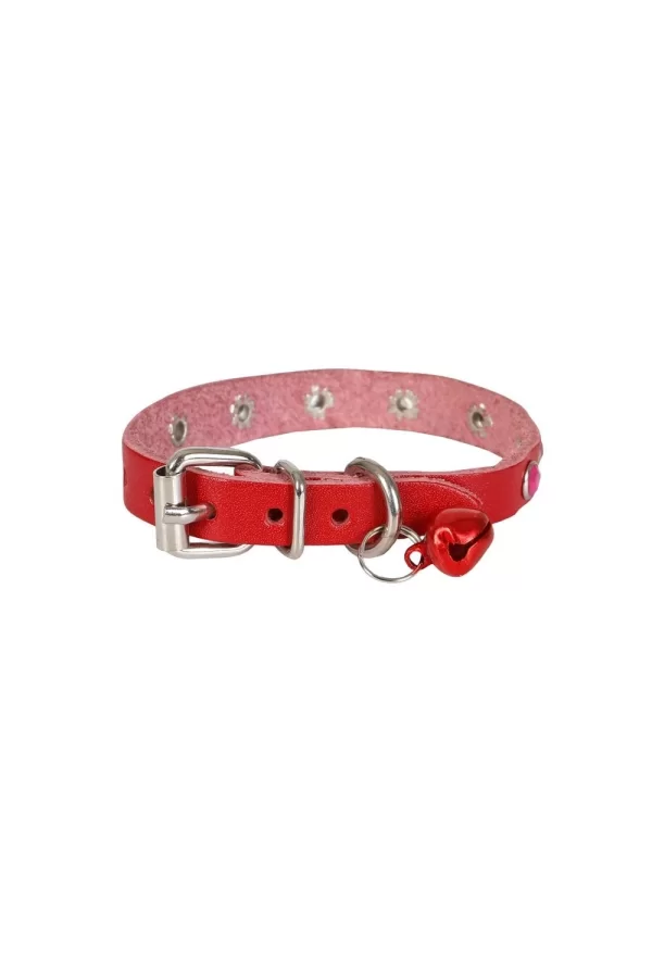 Doggie Taşlı Kedi ve Yavru Köpek Tasması 1,2x26 cm Kırmızı Large