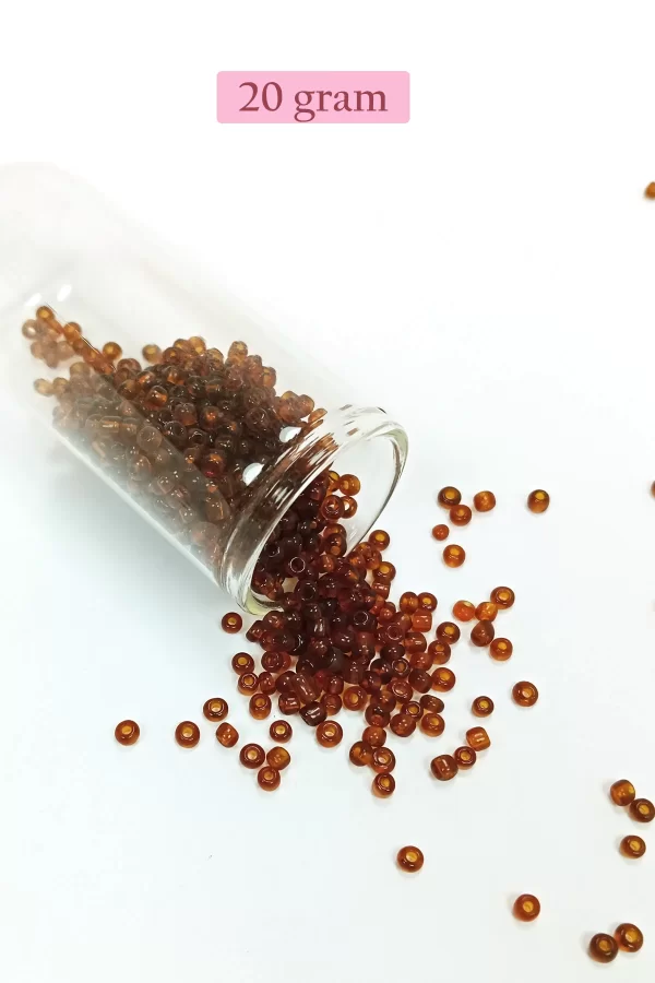 Dökme Cam Kum Boncuk (8/0) 3 mm - 20 Gram - Şeffaf Koyu Kahve - BNC159