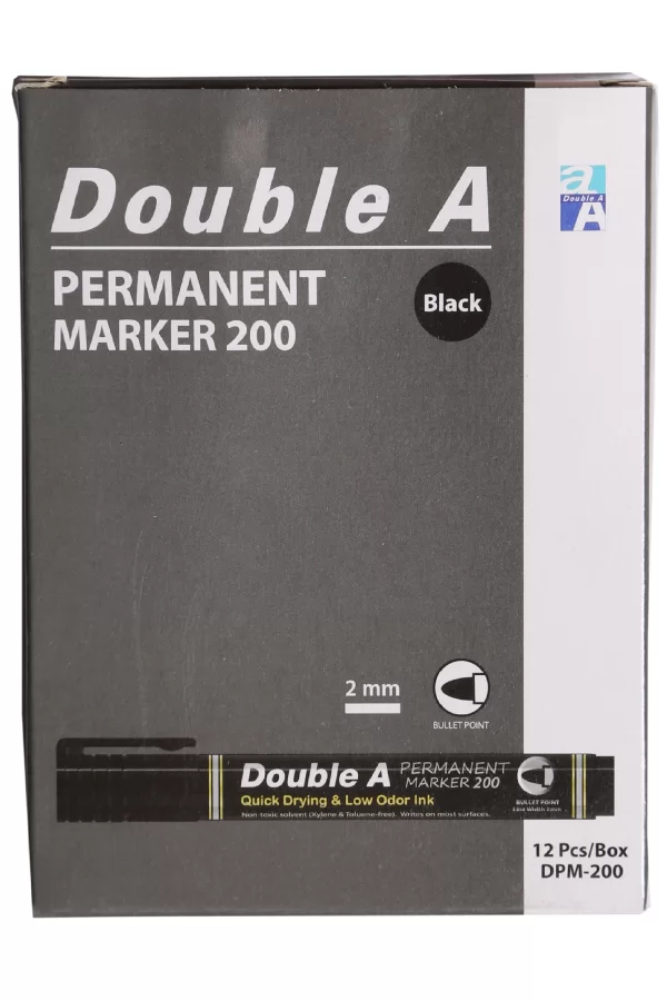Double A Permanent Yuvarlak Uçlu Kalem Siyah  12li