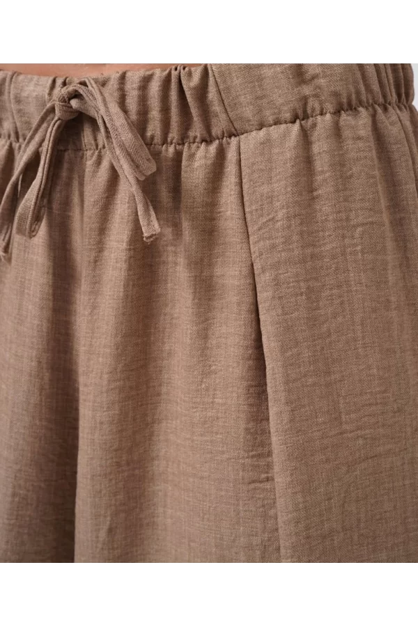 Düşük Bel Oversize Keten Pantolon