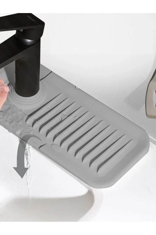 Elastik Mutfak Banyo Musluk Matı Düzenleyici Kaydırmaz Taban Organizer Lavabo Kenar Matı