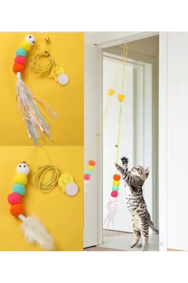 Elastik Yapışkanlı Kedi Oyun Oltası