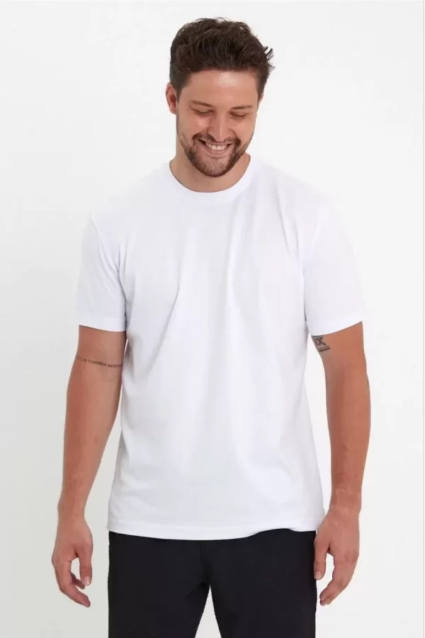 Luz&Pos Erkek 24/1 Düz A Kalite Oversize T-shirt - Beyaz