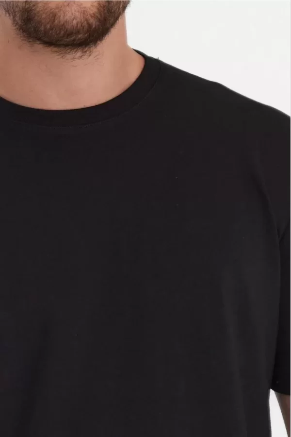 Luz&Pos Erkek 24/1 Düz A Kalite Oversize T-shirt - Siyah