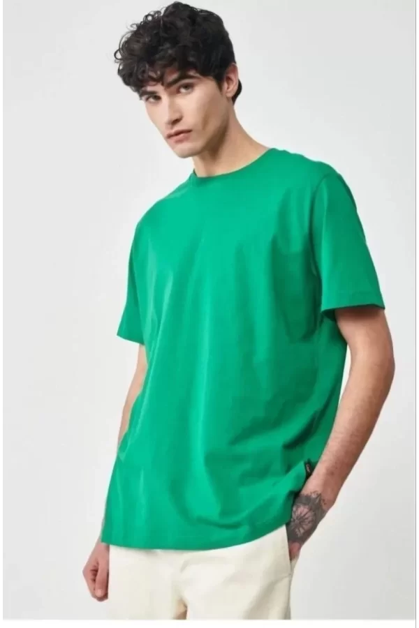 Luz&Pos Erkek 24/1 Düz A Kalite Oversize T-shirt - Yeşil