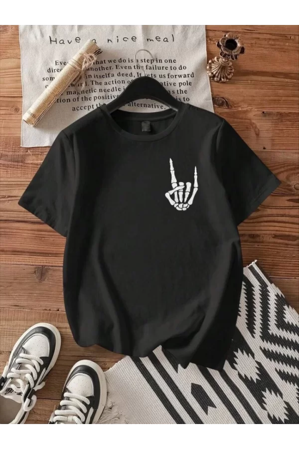 Erkek Baskılı Oversize T-shirt - Siyah