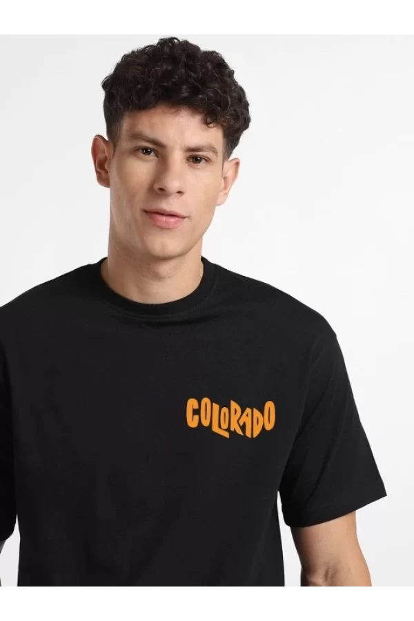 Erkek Baskılı Oversize T-shirt - Siyah